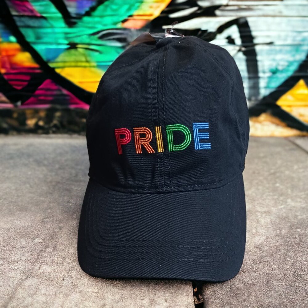 David and Young "PRIDE" Black One Size Buckle Back Baseball Cap NWT